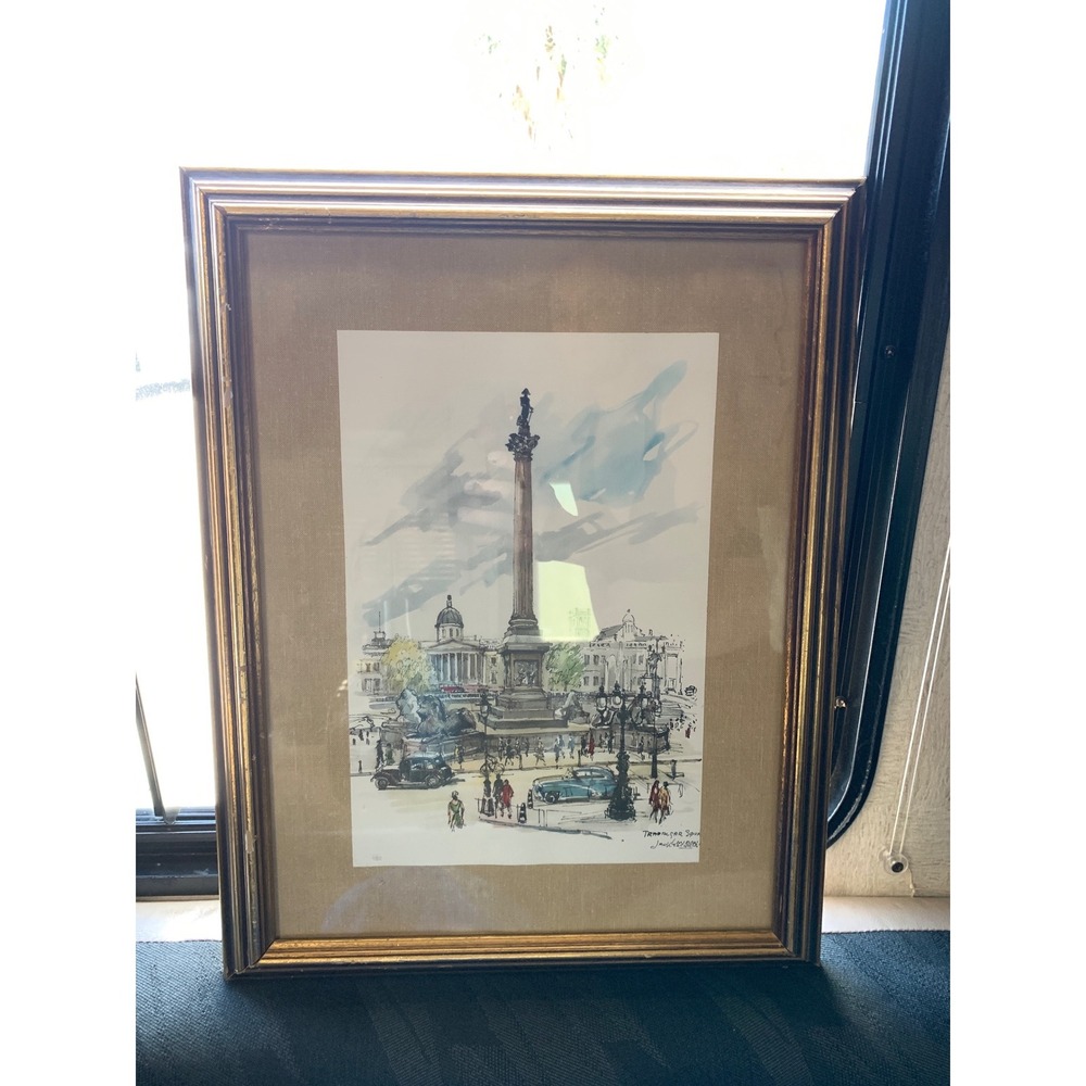 Jan Lewin Trafalgar Square London Framed Art Print Vintage‎ Gold Frame 14x18